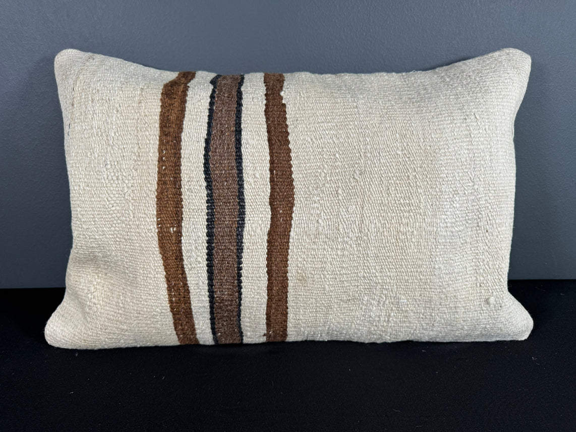 Turkish Hemp Pillow Cushion Natural Beige Brown Pillow Cushion Cover 16" x 24" #30148