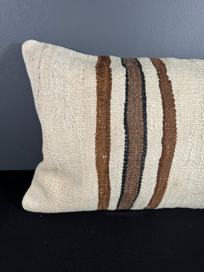 Turkish Hemp Pillow Cushion Natural Beige Brown Pillow Cushion Cover 16" x 24" #30148