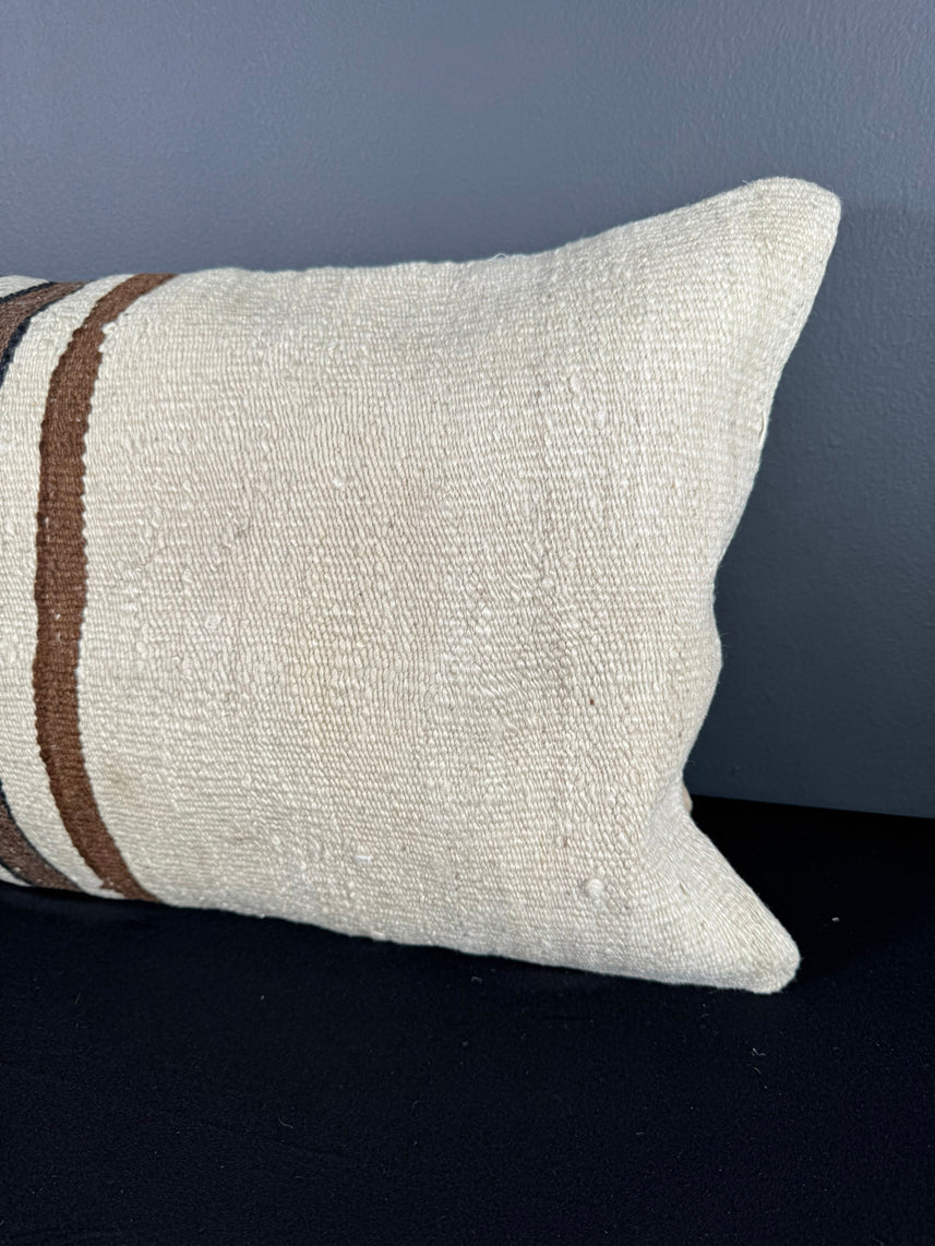 Turkish Hemp Pillow Cushion Natural Beige Brown Pillow Cushion Cover 16" x 24" #30148