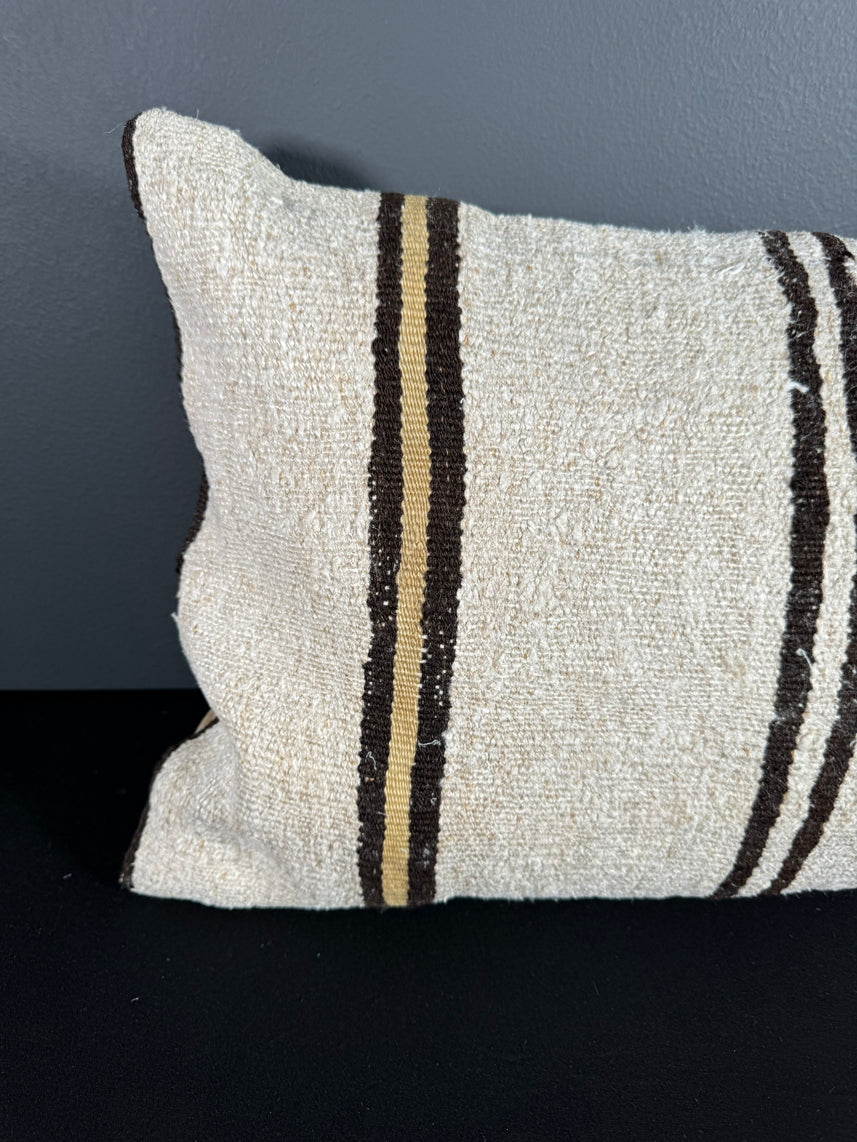 Turkish Hemp Pillow Cushion Natural Beige Brown Pillow Cushion Cover 16" x 24" #30150