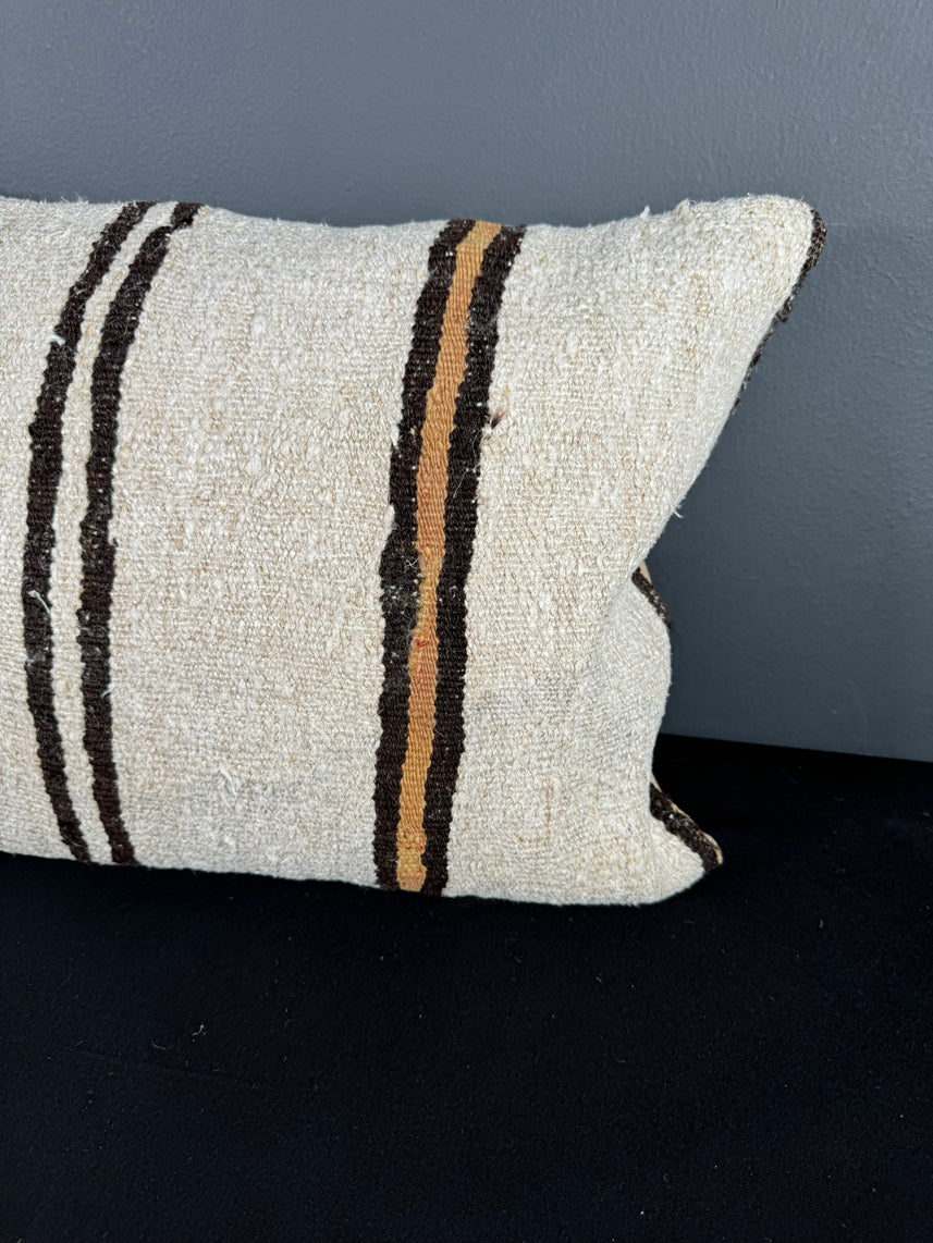 Turkish Hemp Pillow Cushion Natural Beige Brown Pillow Cushion Cover 16" x 24" #30150