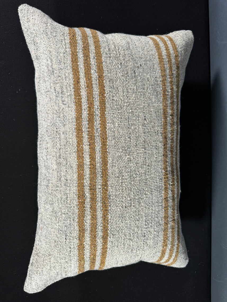 Turkish Hemp Pillow Cushion Natural Beige Rust Pillow Cushion Cover 16" x 24" #30065