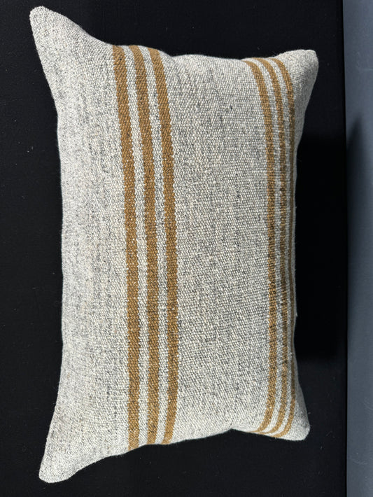 Turkish Hemp Pillow Cushion Natural Beige Rust Pillow Cushion Cover 16" x 24" #30065