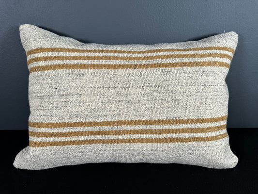 Turkish Hemp Pillow Cushion Natural Beige Rust Pillow Cushion Cover 16" x 24" #30065