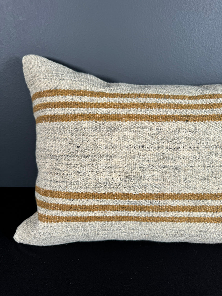 Turkish Hemp Pillow Cushion Natural Beige Rust Pillow Cushion Cover 16" x 24" #30065