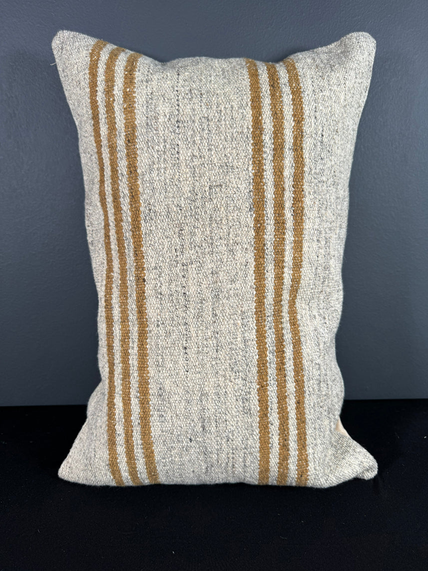 Turkish Hemp Pillow Cushion Natural Beige Rust Pillow Cushion Cover 16" x 24" #30065
