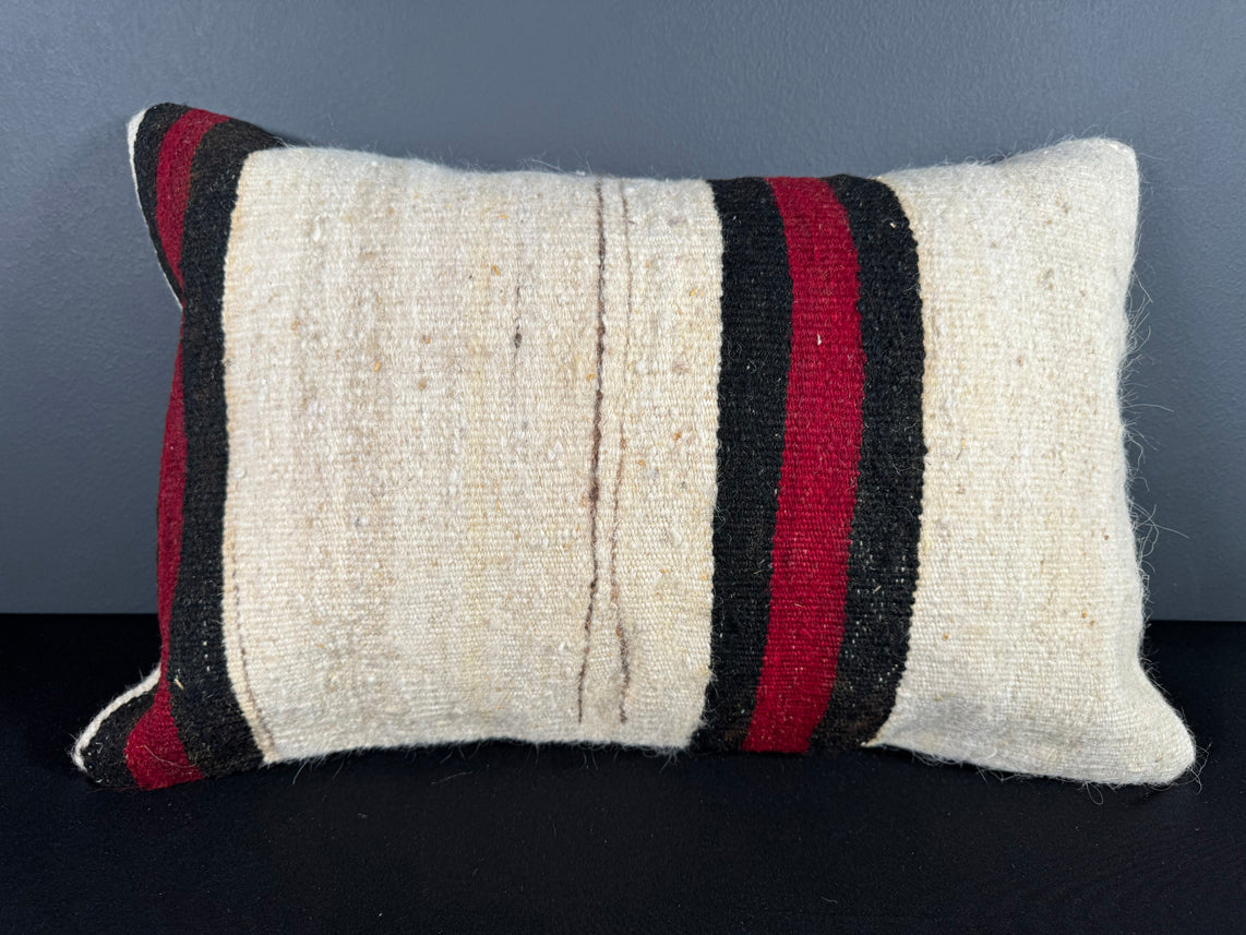 Turkish Hemp Pillow Cushion Natural Beige Red Pillow Cushion Cover 16" x 24" #30152
