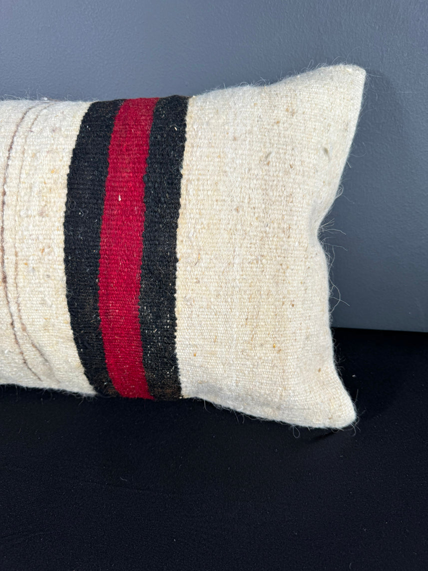 Turkish Hemp Pillow Cushion Natural Beige Red Pillow Cushion Cover 16" x 24" #30152