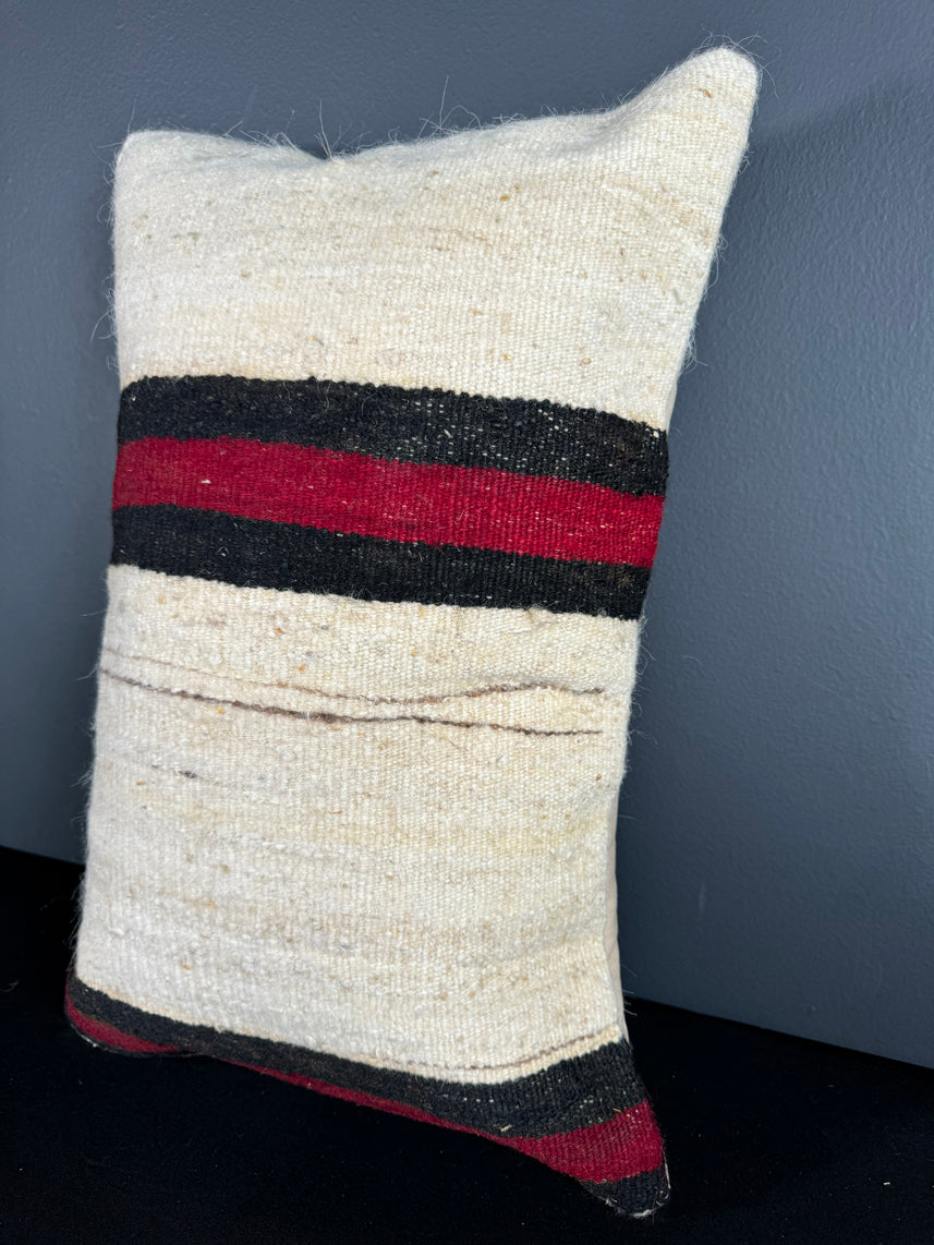 Turkish Hemp Pillow Cushion Natural Beige Red Pillow Cushion Cover 16" x 24" #30152