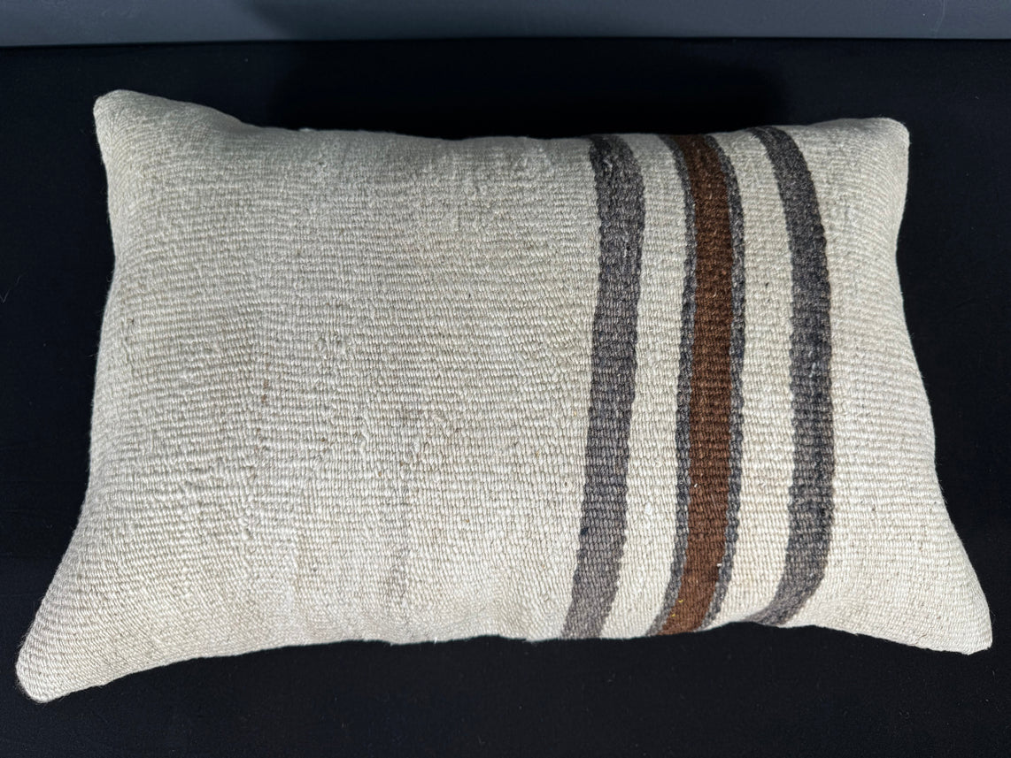 Turkish Hemp Pillow Cushion Natural Beige Brown Pillow Cushion Cover 16" x 24" #30163