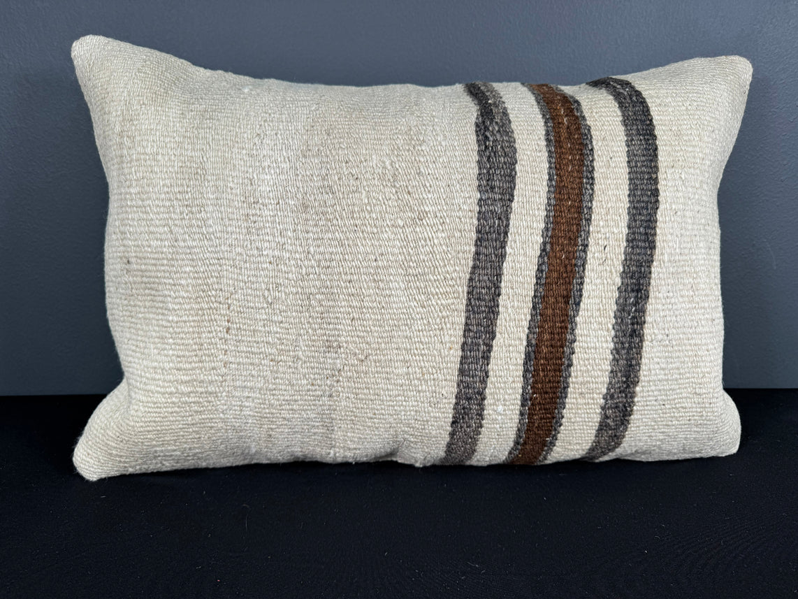 Turkish Hemp Pillow Cushion Natural Beige Brown Pillow Cushion Cover 16" x 24" #30163