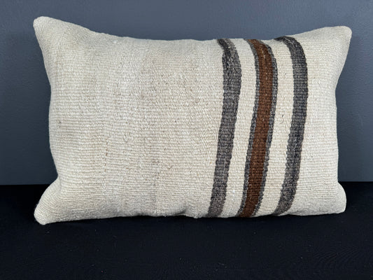 Turkish Hemp Pillow Cushion Natural Beige Brown Pillow Cushion Cover 16" x 24" #30163