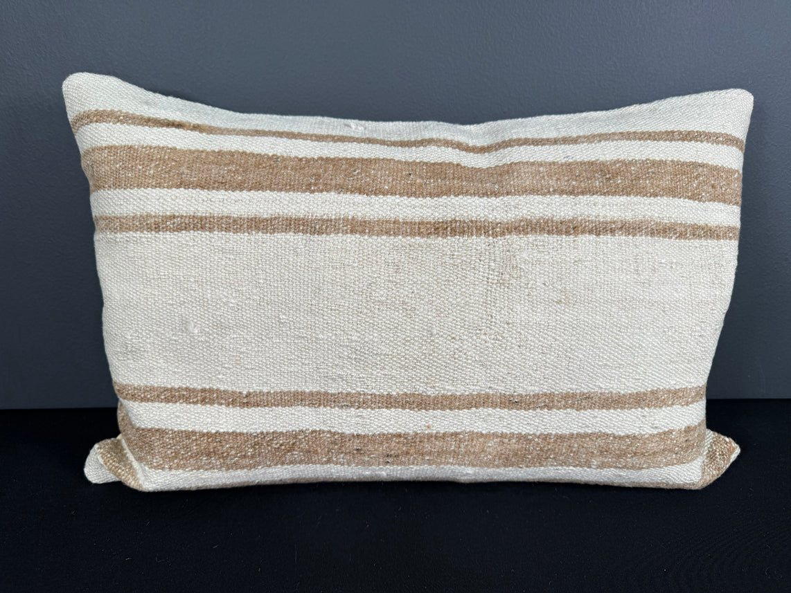Turkish Hemp Pillow Cushion Natural Beige Brown Pillow Cushion Cover 16" x 24" #30165