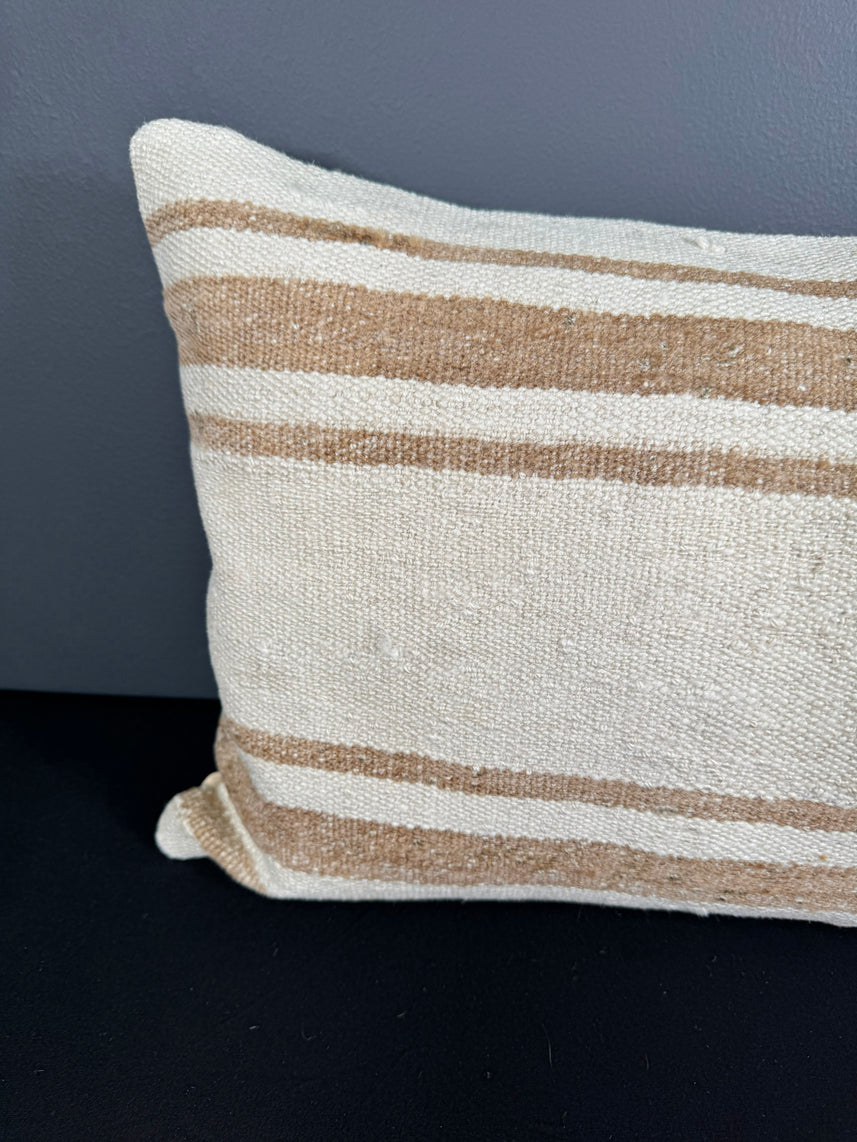 Turkish Hemp Pillow Cushion Natural Beige Brown Pillow Cushion Cover 16" x 24" #30165