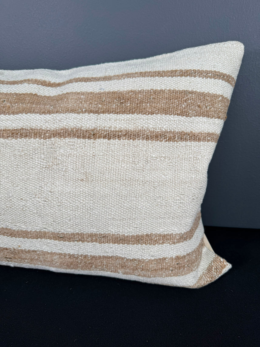 Turkish Hemp Pillow Cushion Natural Beige Brown Pillow Cushion Cover 16" x 24" #30165