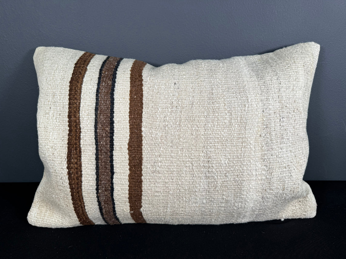 Turkish Hemp Pillow Cushion Natural Beige Brown Pillow Cushion Cover 16" x 24" #30217