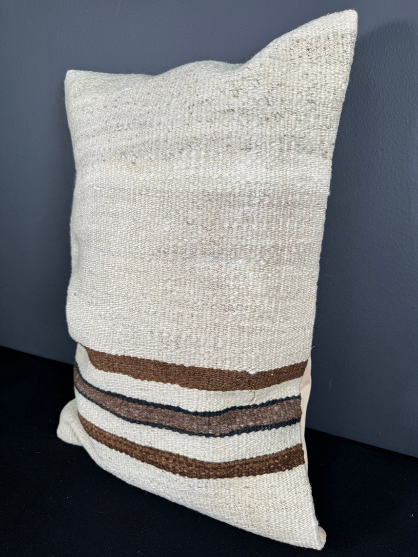 Turkish Hemp Pillow Cushion Natural Beige Brown Pillow Cushion Cover 16" x 24" #30217
