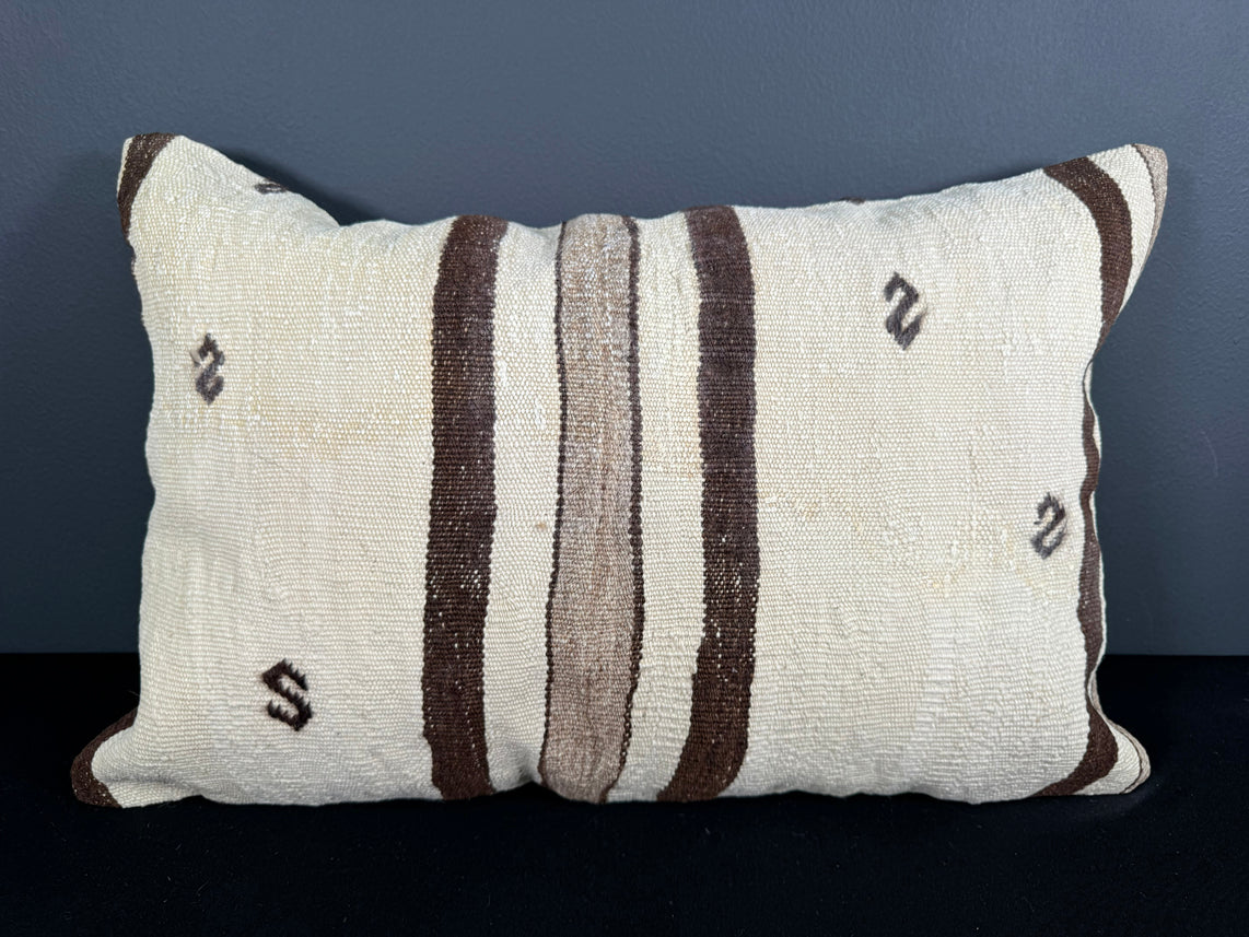 Turkish Hemp Pillow Cushion Natural Beige Brown Pillow Cushion Cover 16" x 24" #30166