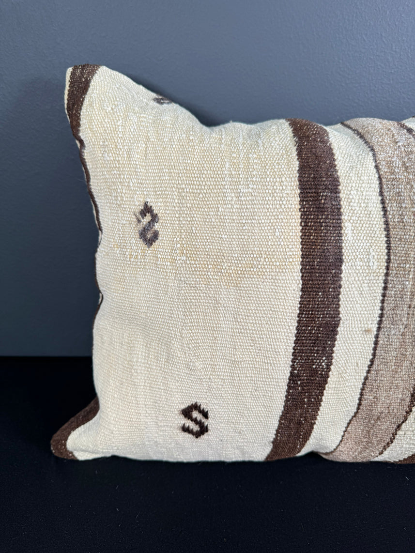 Turkish Hemp Pillow Cushion Natural Beige Brown Pillow Cushion Cover 16" x 24" #30166