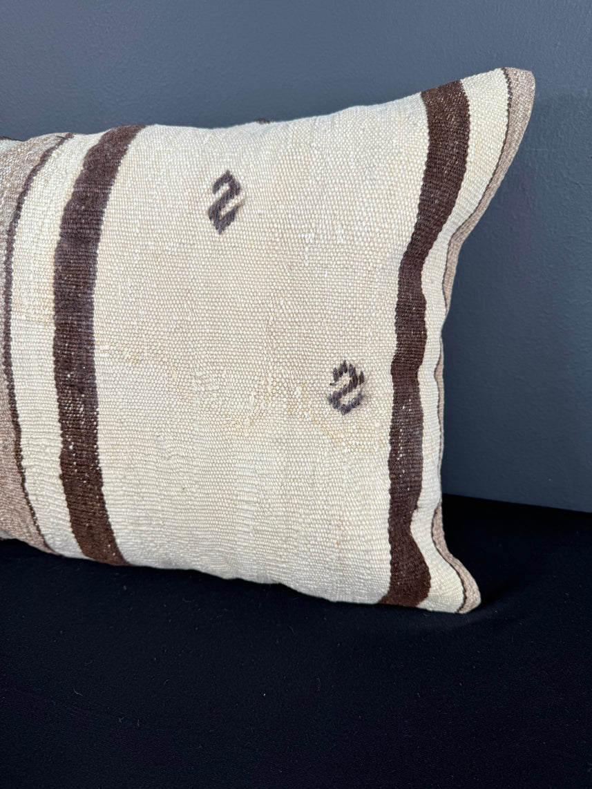 Turkish Hemp Pillow Cushion Natural Beige Brown Pillow Cushion Cover 16" x 24" #30166