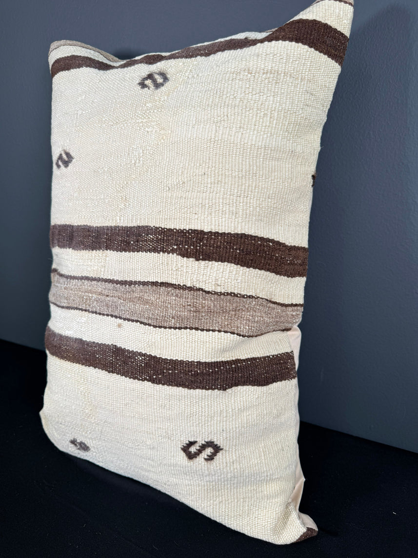 Turkish Hemp Pillow Cushion Natural Beige Brown Pillow Cushion Cover 16" x 24" #30166