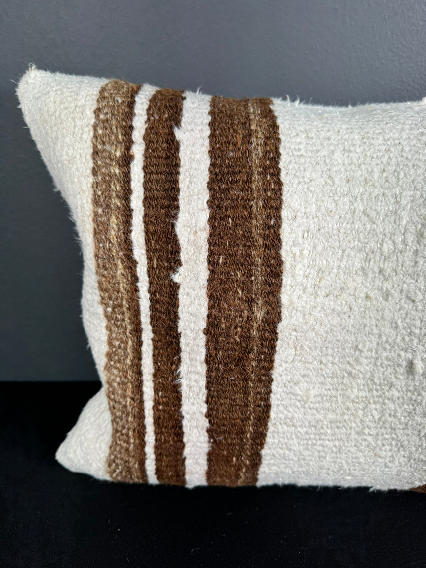 Turkish Hemp Pillow Cushion Natural Beige Brown Pillow Cushion Cover 16" x 24" #30218