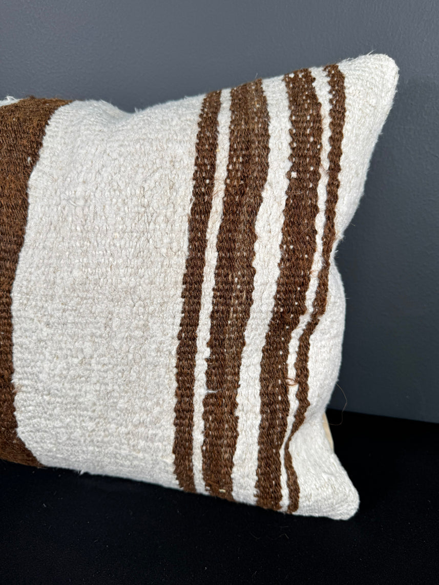 Turkish Hemp Pillow Cushion Natural Beige Brown Pillow Cushion Cover 16" x 24" #30218