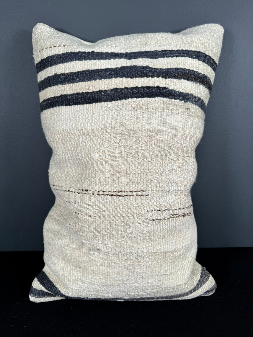 Turkish Hemp Pillow Cushion Natural Beige Black Pillow Cushion Cover 16" x 24" #30151