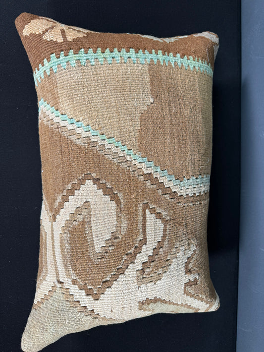 Turkish Hemp Pillow Cushion Natural Beige Black Pillow Cushion Cover 16" x 24" #30219