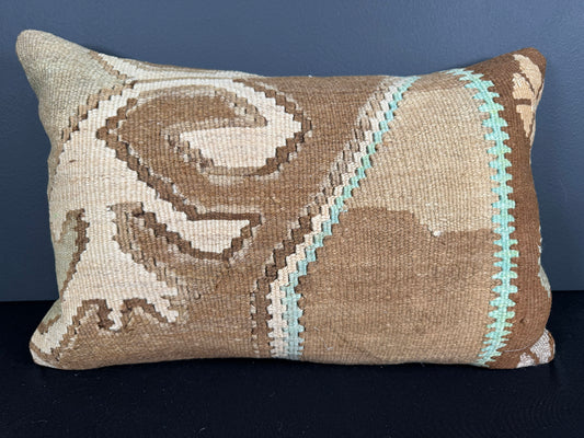 Turkish Hemp Pillow Cushion Natural Beige Black Pillow Cushion Cover 16" x 24" #30219