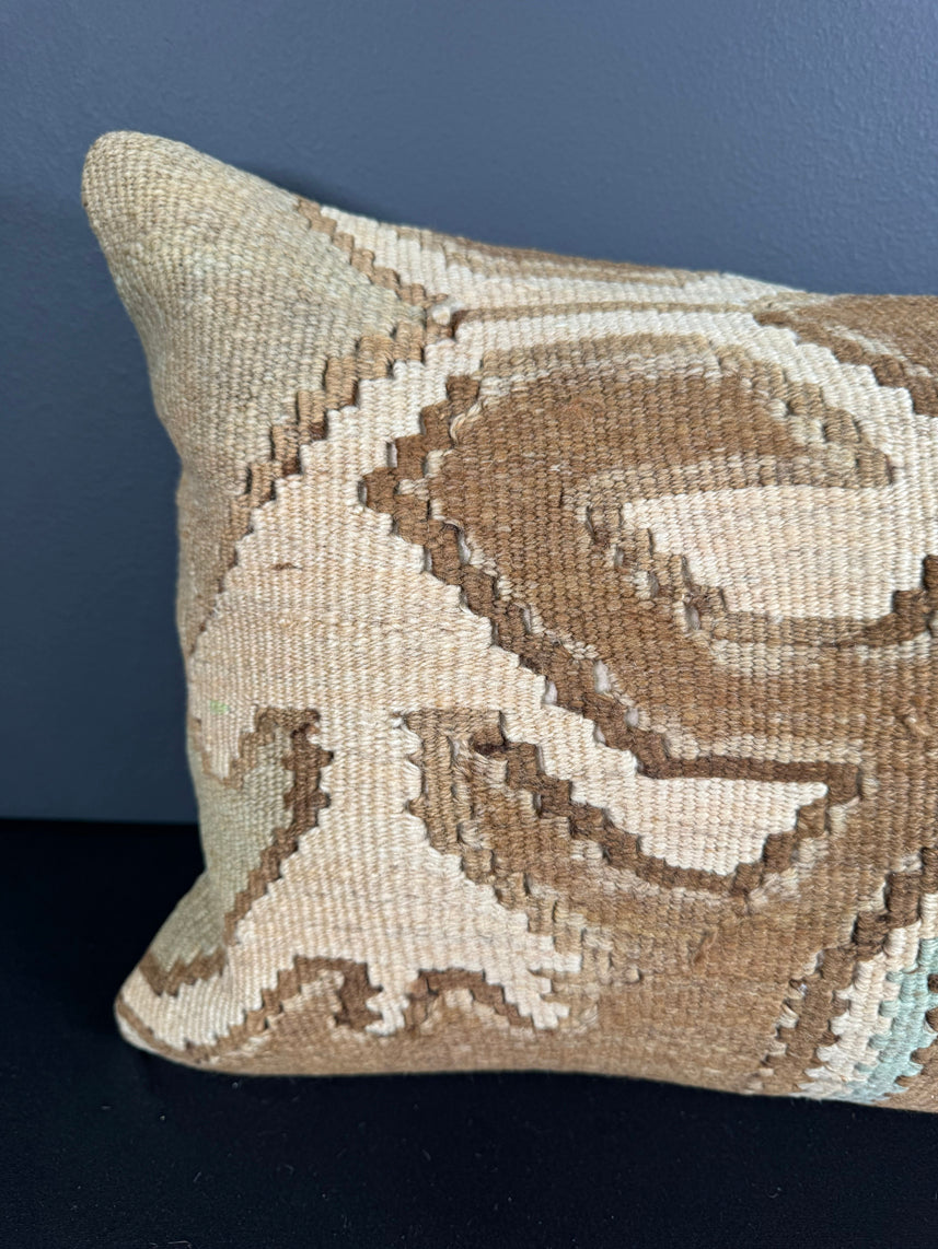 Turkish Hemp Pillow Cushion Natural Beige Black Pillow Cushion Cover 16" x 24" #30219