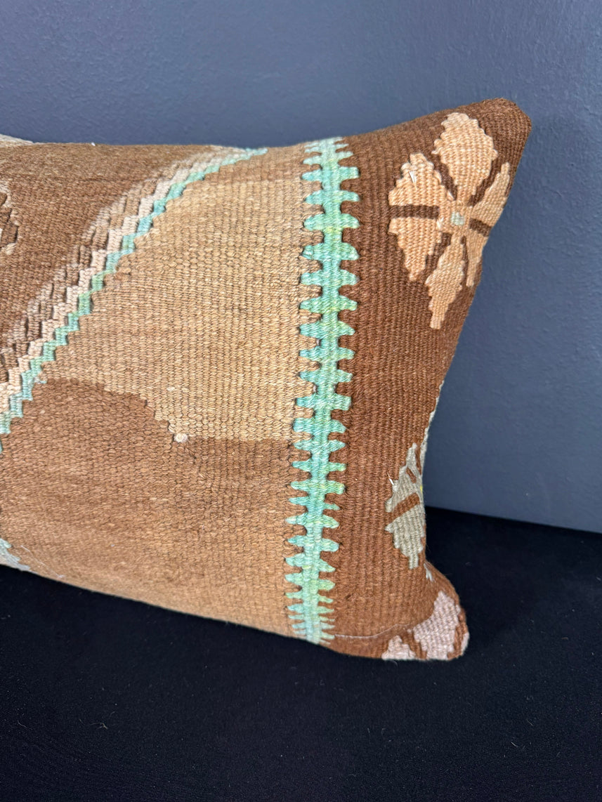 Turkish Hemp Pillow Cushion Natural Beige Black Pillow Cushion Cover 16" x 24" #30219