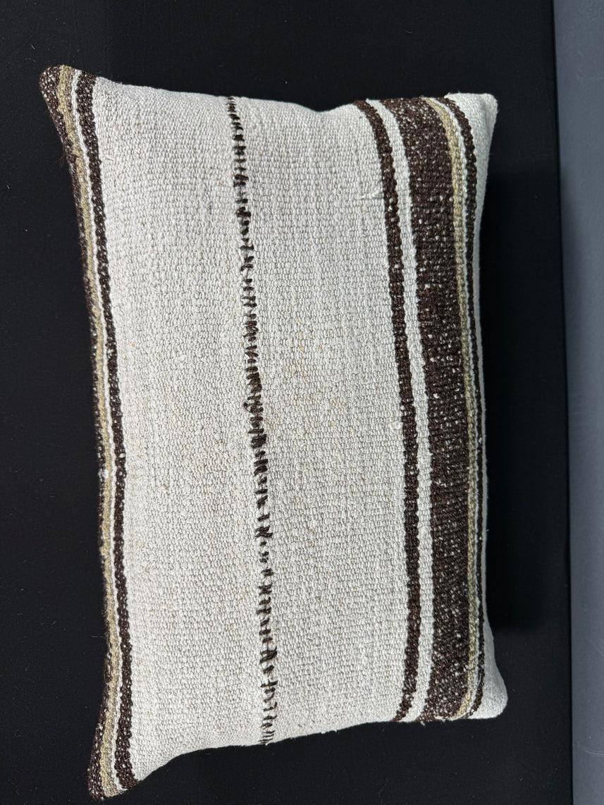 Turkish Hemp Pillow Cushion Natural Beige Brown Pillow Cushion Cover 16" x 24" #30220