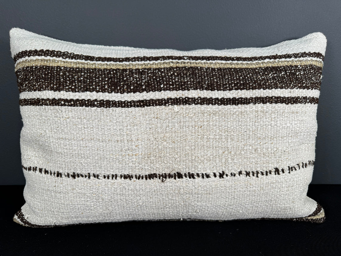 Turkish Hemp Pillow Cushion Natural Beige Brown Pillow Cushion Cover 16" x 24" #30220