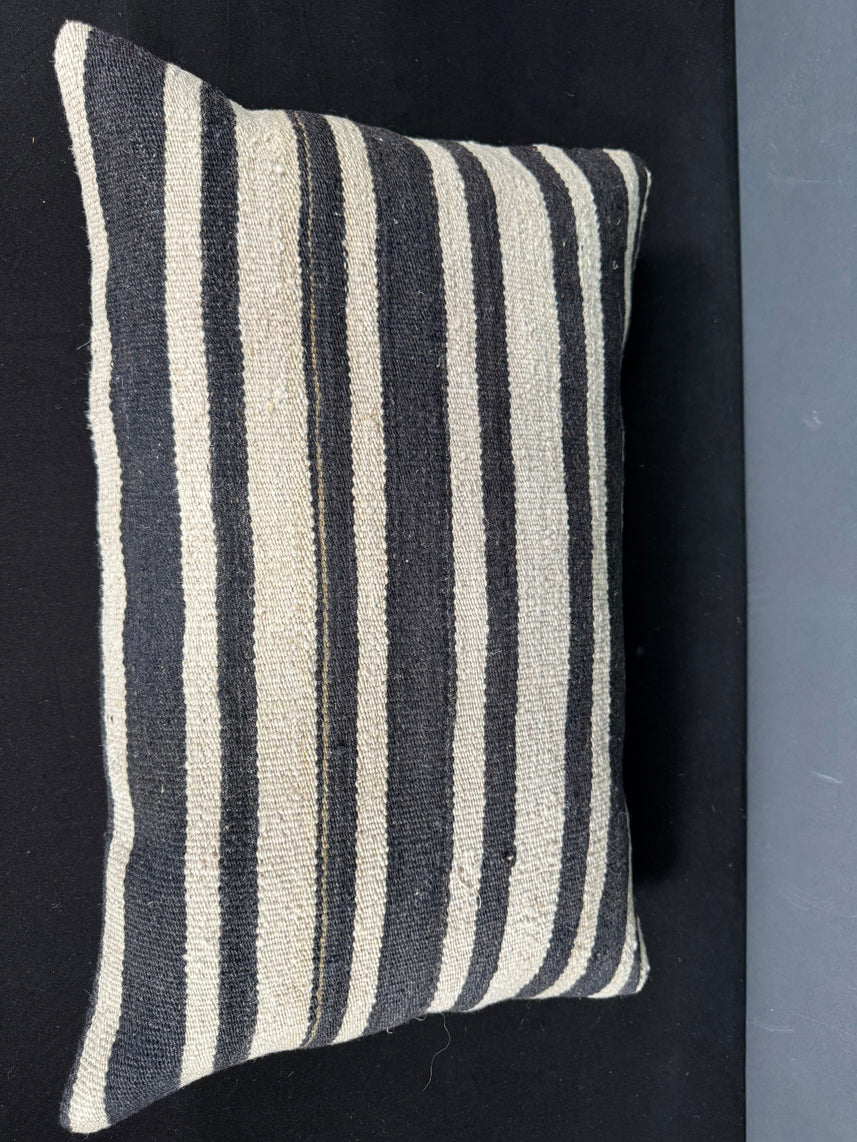 Turkish Hemp Pillow Cushion Natural Beige Black Pillow Cushion Cover 16" x 24" #30125