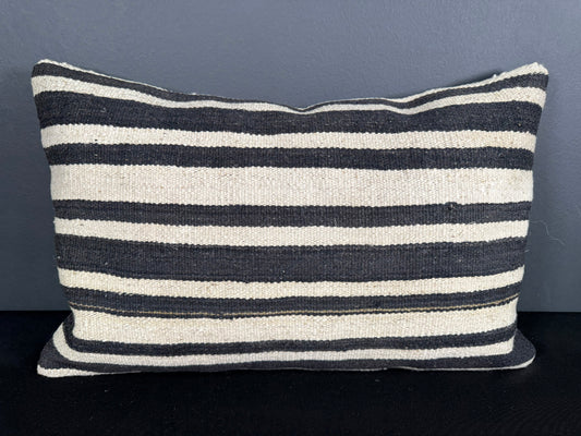 Turkish Hemp Pillow Cushion Natural Beige Black Pillow Cushion Cover 16" x 24" #30125