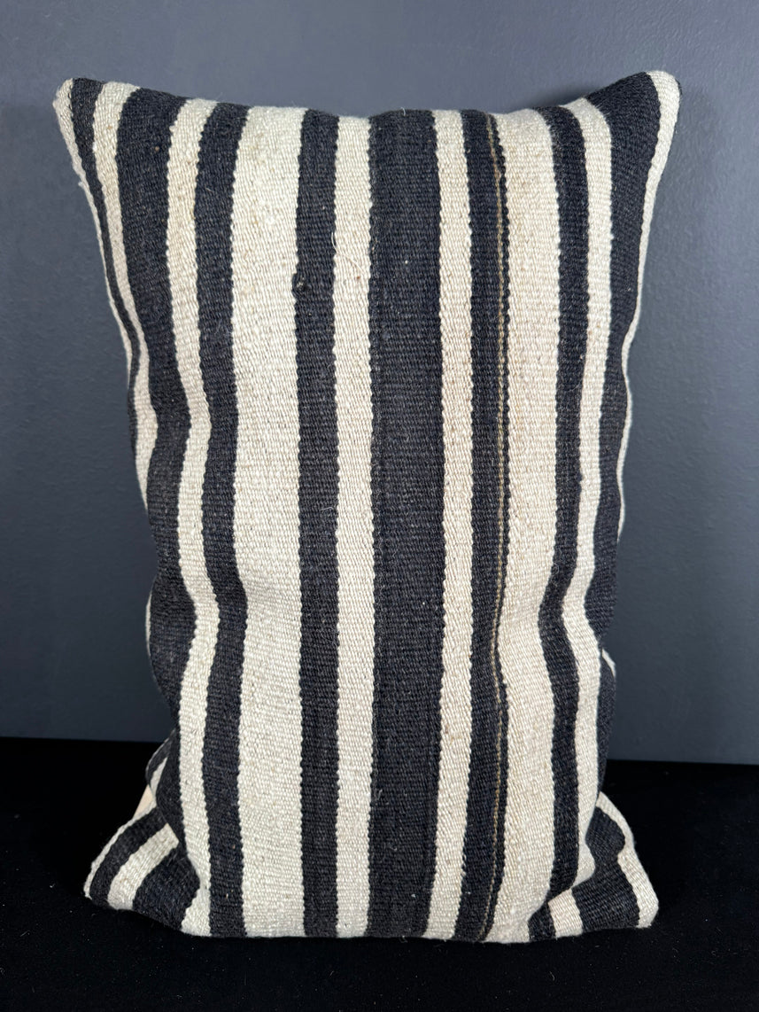 Turkish Hemp Pillow Cushion Natural Beige Black Pillow Cushion Cover 16" x 24" #30125