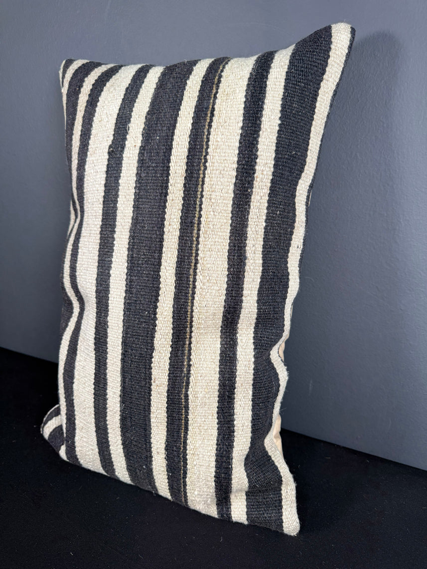 Turkish Hemp Pillow Cushion Natural Beige Black Pillow Cushion Cover 16" x 24" #30125