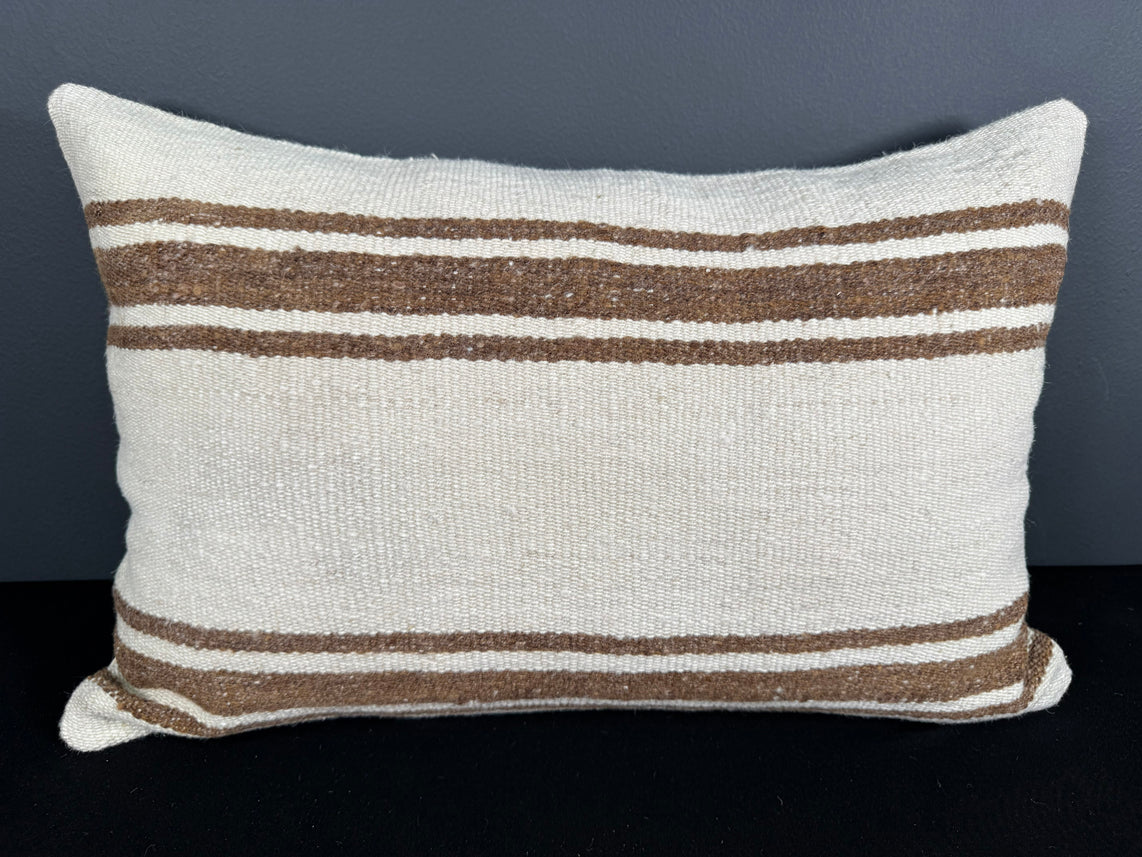Turkish Hemp Pillow Cushion Natural Beige Brown Pillow Cushion Cover 16" x 24" #30131