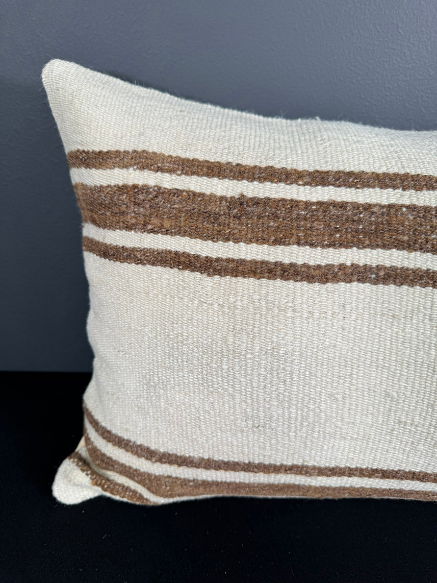Turkish Hemp Pillow Cushion Natural Beige Brown Pillow Cushion Cover 16" x 24" #30131