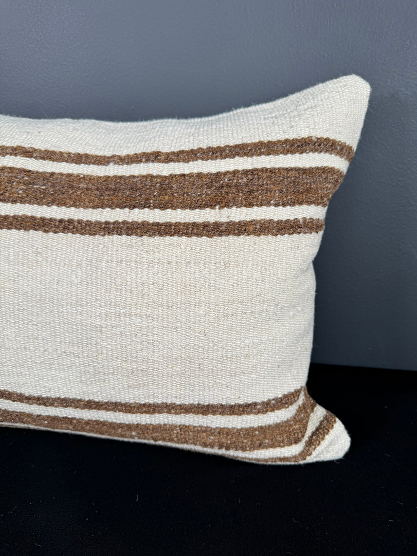 Turkish Hemp Pillow Cushion Natural Beige Brown Pillow Cushion Cover 16" x 24" #30131