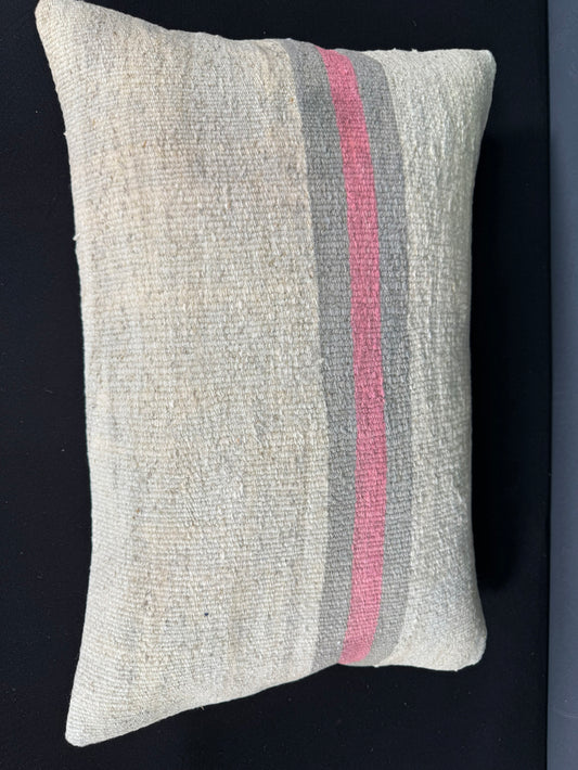 Turkish Hemp Pillow Cushion Natural Beige Pink Pillow Cushion Cover 16" x 24" #30144