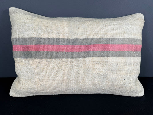 Turkish Hemp Pillow Cushion Natural Beige Pink Pillow Cushion Cover 16" x 24" #30144