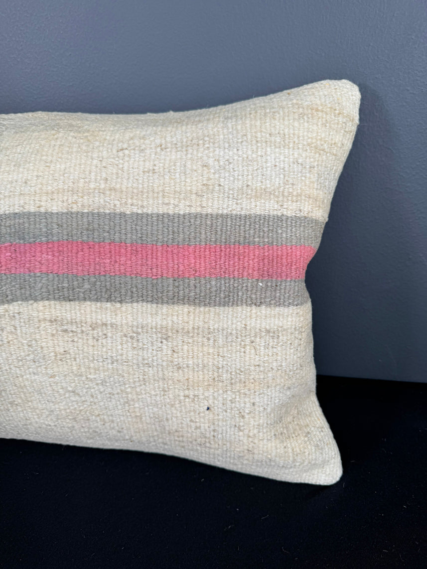 Turkish Hemp Pillow Cushion Natural Beige Pink Pillow Cushion Cover 16" x 24" #30144