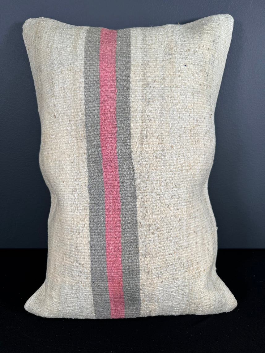 Turkish Hemp Pillow Cushion Natural Beige Pink Pillow Cushion Cover 16" x 24" #30144