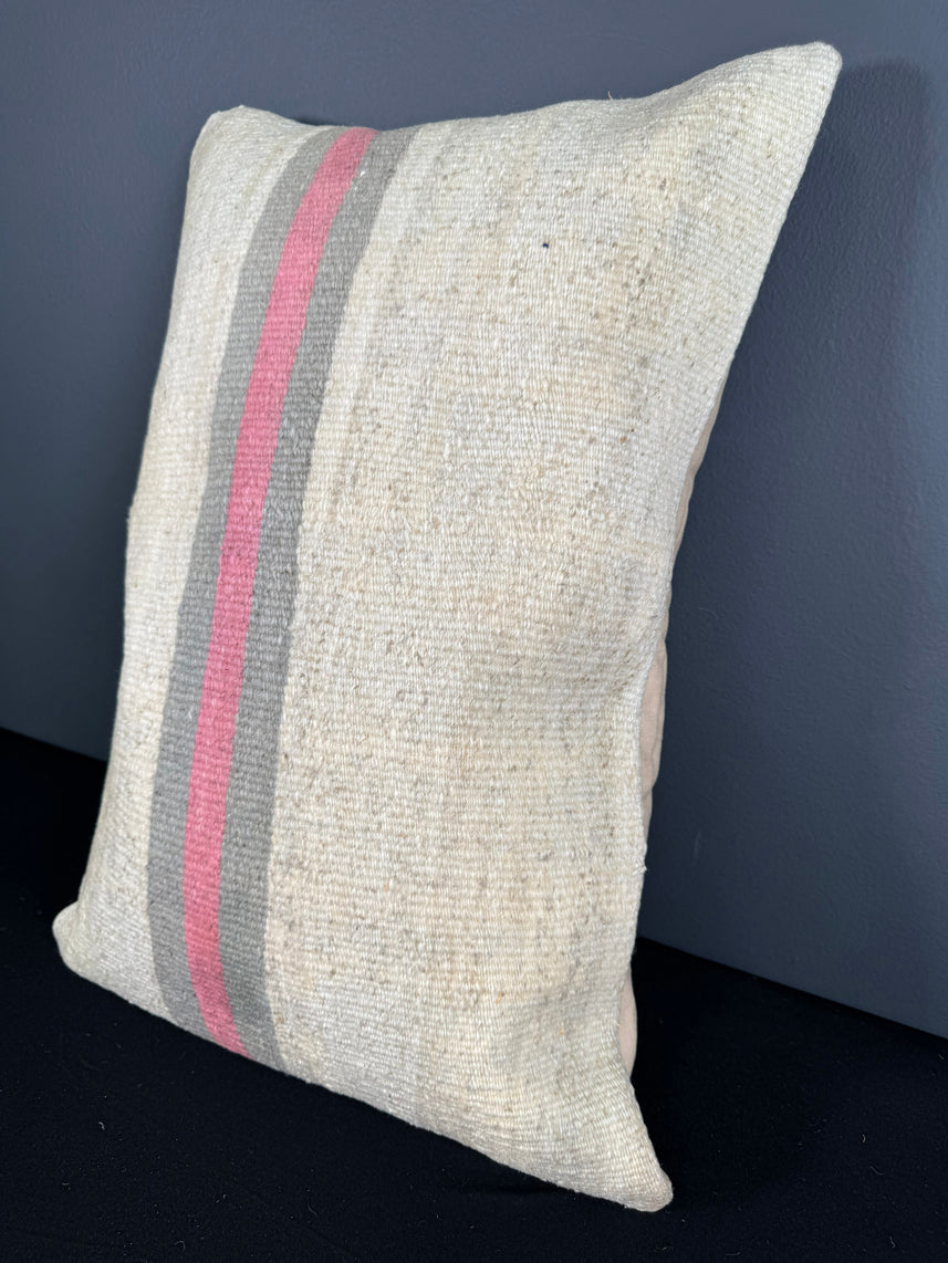 Turkish Hemp Pillow Cushion Natural Beige Pink Pillow Cushion Cover 16" x 24" #30144