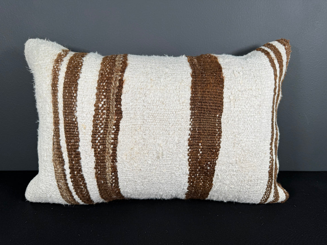 Turkish Hemp Pillow Cushion Natural Beige Brown Pillow Cushion Cover 16" x 24" #30146