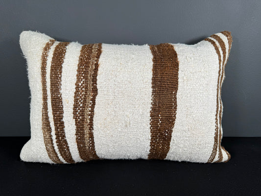 Turkish Hemp Pillow Cushion Natural Beige Brown Pillow Cushion Cover 16" x 24" #30146