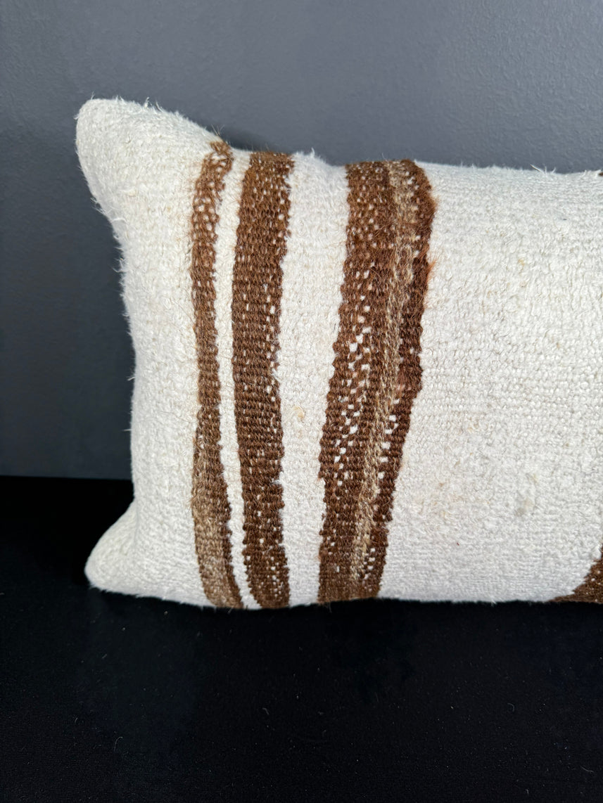 Turkish Hemp Pillow Cushion Natural Beige Brown Pillow Cushion Cover 16" x 24" #30146
