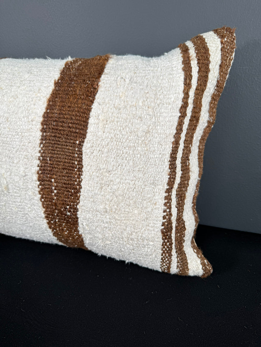 Turkish Hemp Pillow Cushion Natural Beige Brown Pillow Cushion Cover 16" x 24" #30146